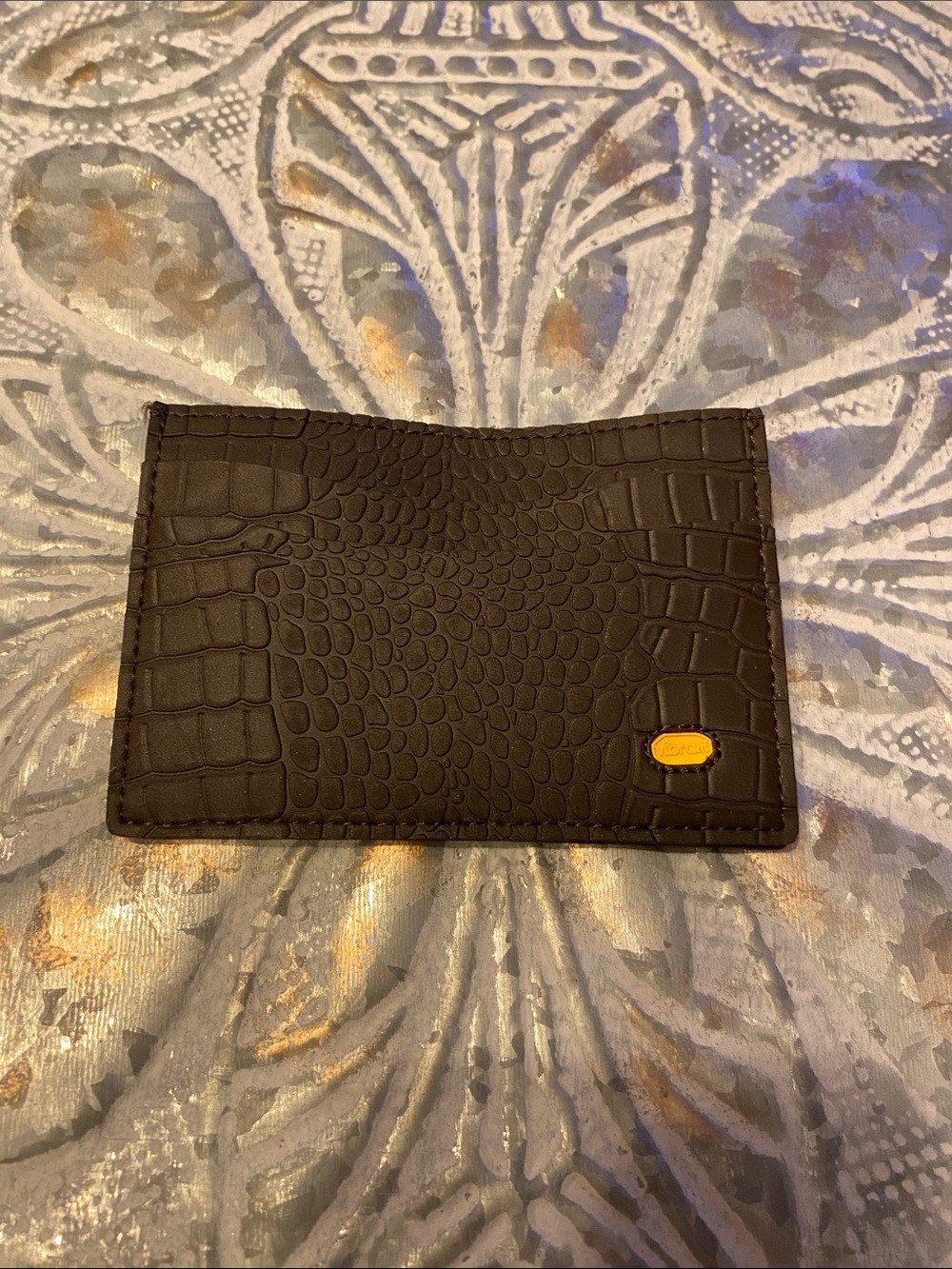 Vibram Brown Faux Animal Print Slim Wallet